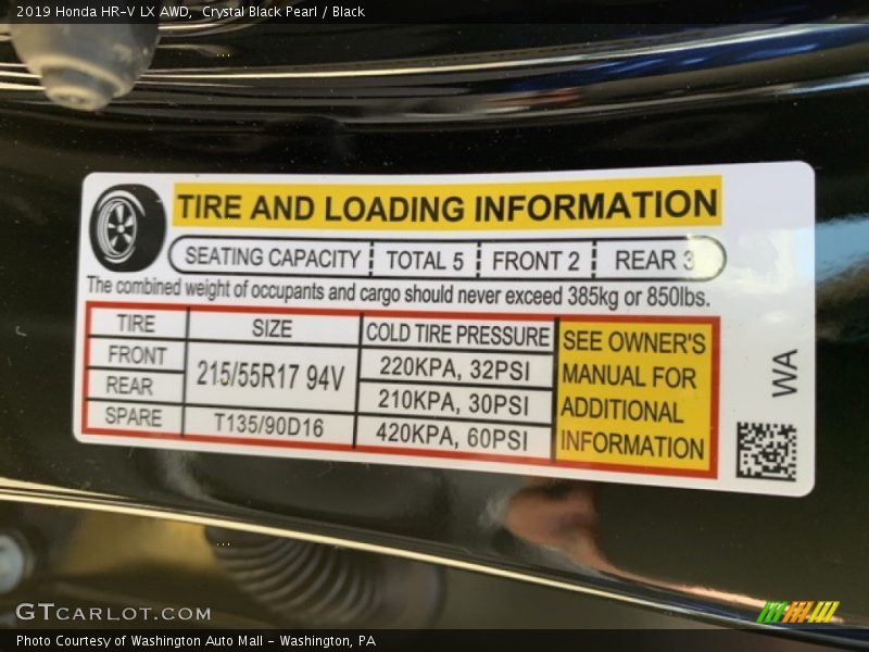 Crystal Black Pearl / Black 2019 Honda HR-V LX AWD