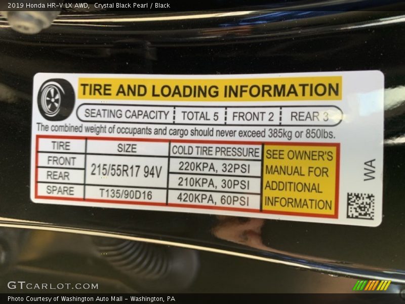 Crystal Black Pearl / Black 2019 Honda HR-V LX AWD