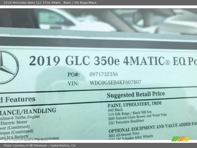 Black / Silk Beige/Black 2019 Mercedes-Benz GLC 350e 4Matic