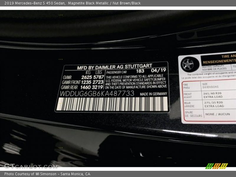 Magnetite Black Metallic / Nut Brown/Black 2019 Mercedes-Benz S 450 Sedan