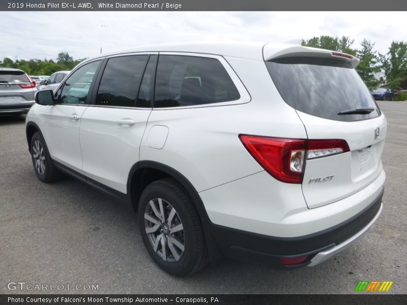 White Diamond Pearl / Beige 2019 Honda Pilot EX-L AWD