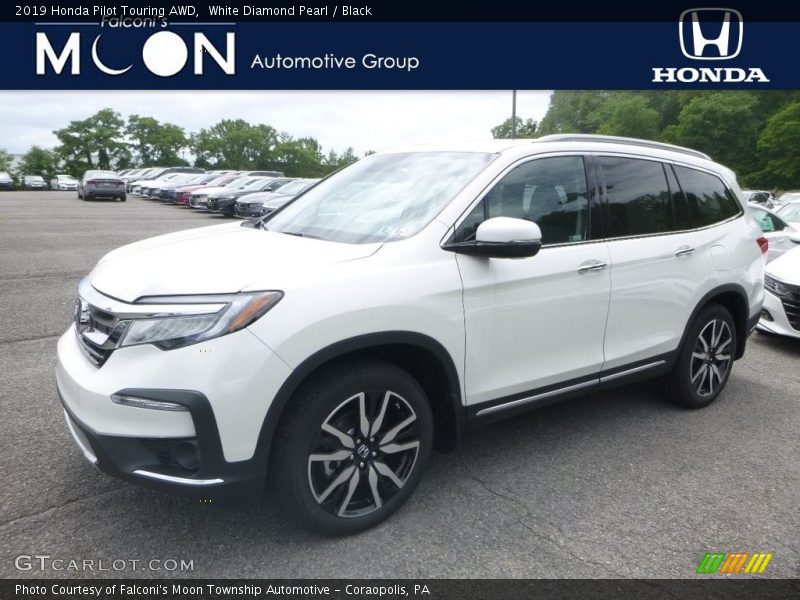 White Diamond Pearl / Black 2019 Honda Pilot Touring AWD