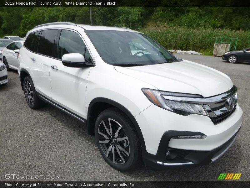 White Diamond Pearl / Black 2019 Honda Pilot Touring AWD