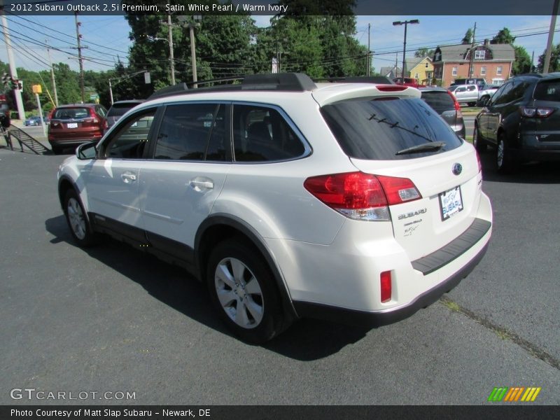 Satin White Pearl / Warm Ivory 2012 Subaru Outback 2.5i Premium