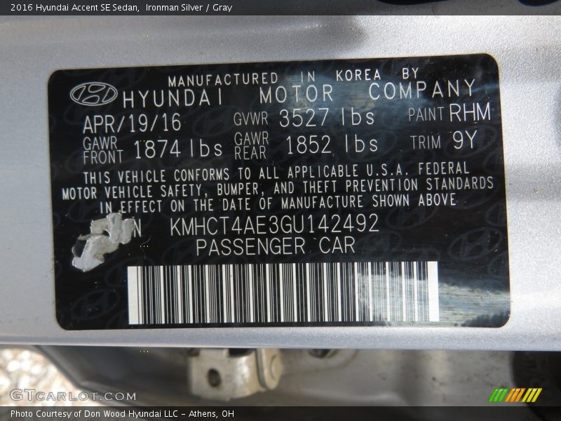 Ironman Silver / Gray 2016 Hyundai Accent SE Sedan