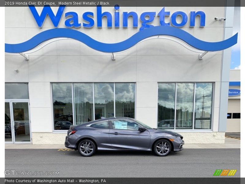 Modern Steel Metallic / Black 2019 Honda Civic EX Coupe