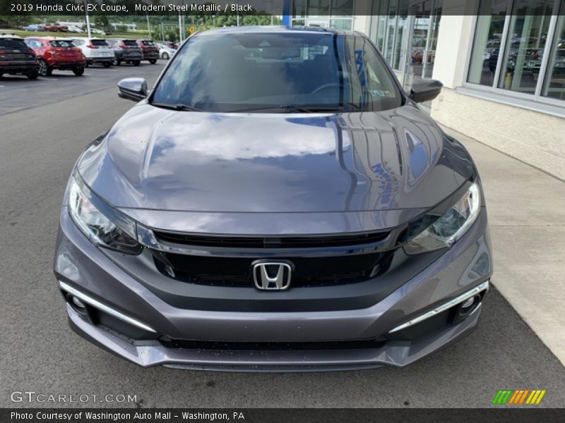 Modern Steel Metallic / Black 2019 Honda Civic EX Coupe