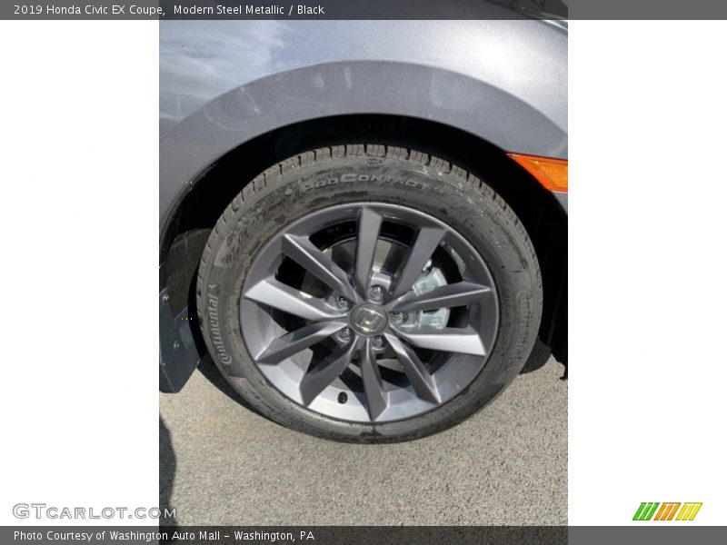 Modern Steel Metallic / Black 2019 Honda Civic EX Coupe