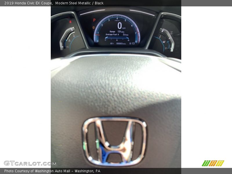 Modern Steel Metallic / Black 2019 Honda Civic EX Coupe