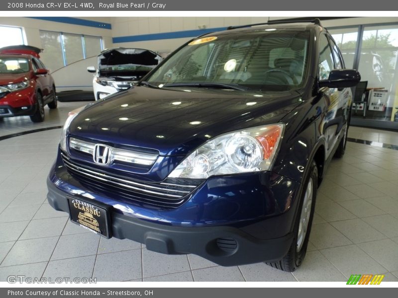 Royal Blue Pearl / Gray 2008 Honda CR-V EX-L 4WD