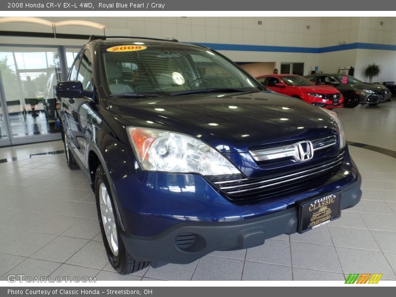 Royal Blue Pearl / Gray 2008 Honda CR-V EX-L 4WD