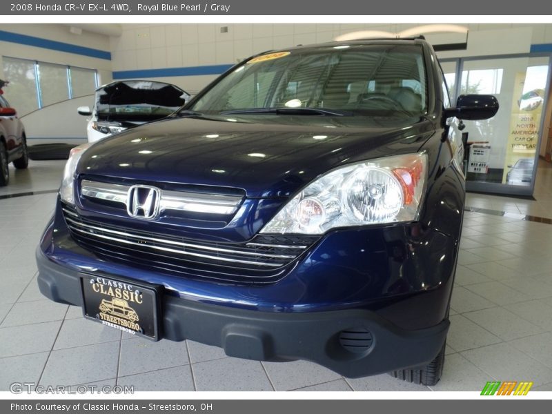 Royal Blue Pearl / Gray 2008 Honda CR-V EX-L 4WD