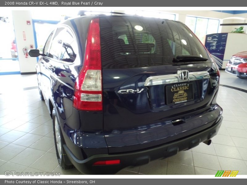 Royal Blue Pearl / Gray 2008 Honda CR-V EX-L 4WD