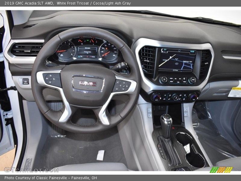 White Frost Tricoat / Cocoa/Light Ash Gray 2019 GMC Acadia SLT AWD