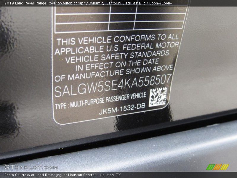 Santorini Black Metallic / Ebony/Ebony 2019 Land Rover Range Rover SVAutobiography Dynamic