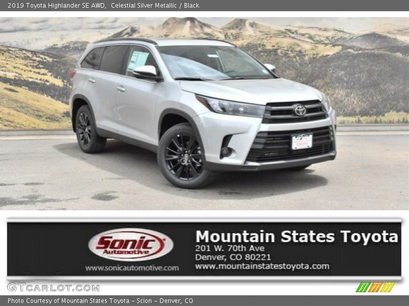 Celestial Silver Metallic / Black 2019 Toyota Highlander SE AWD