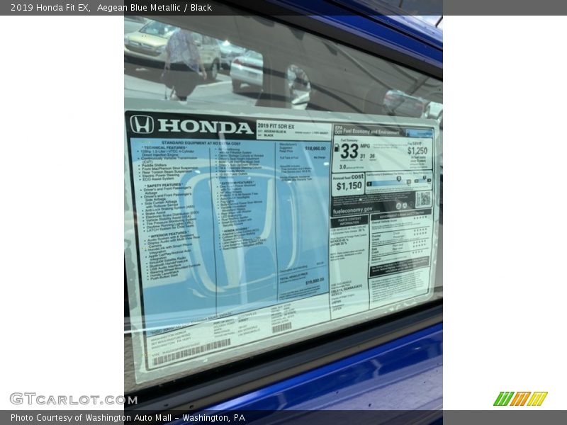 Aegean Blue Metallic / Black 2019 Honda Fit EX