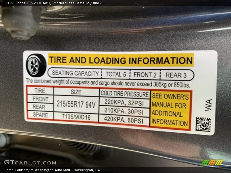 Modern Steel Metallic / Black 2019 Honda HR-V LX AWD