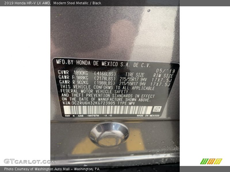 Modern Steel Metallic / Black 2019 Honda HR-V LX AWD