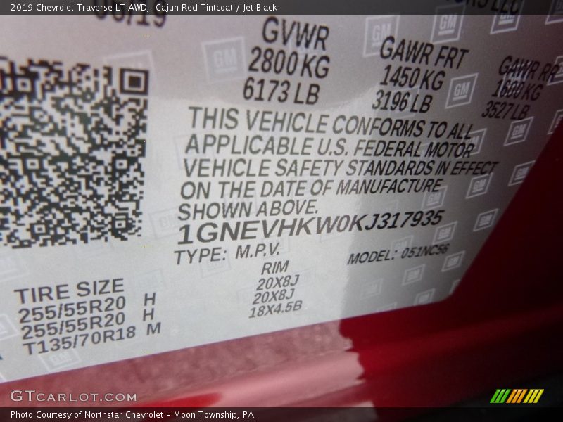 Cajun Red Tintcoat / Jet Black 2019 Chevrolet Traverse LT AWD