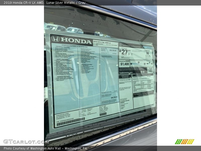 Lunar Silver Metallic / Gray 2019 Honda CR-V LX AWD