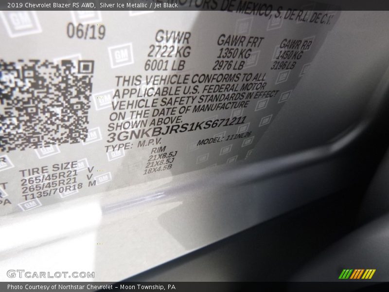 Silver Ice Metallic / Jet Black 2019 Chevrolet Blazer RS AWD