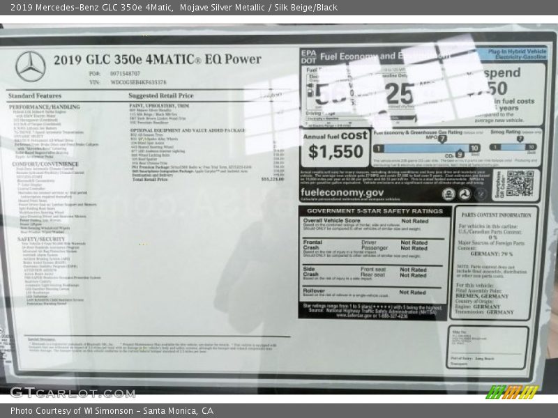 Mojave Silver Metallic / Silk Beige/Black 2019 Mercedes-Benz GLC 350e 4Matic