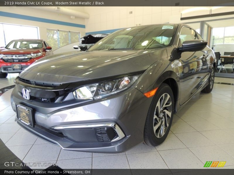 Modern Steel Metallic / Black 2019 Honda Civic LX Coupe