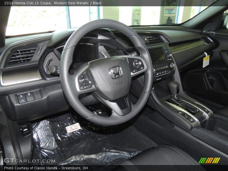Modern Steel Metallic / Black 2019 Honda Civic LX Coupe