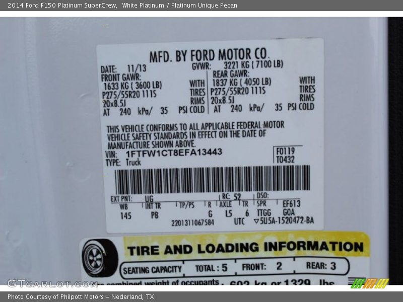 White Platinum / Platinum Unique Pecan 2014 Ford F150 Platinum SuperCrew