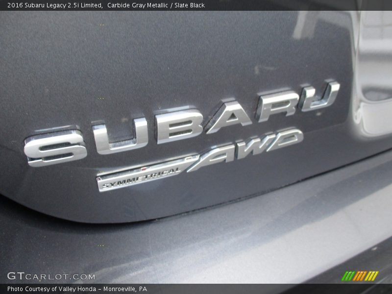 Carbide Gray Metallic / Slate Black 2016 Subaru Legacy 2.5i Limited