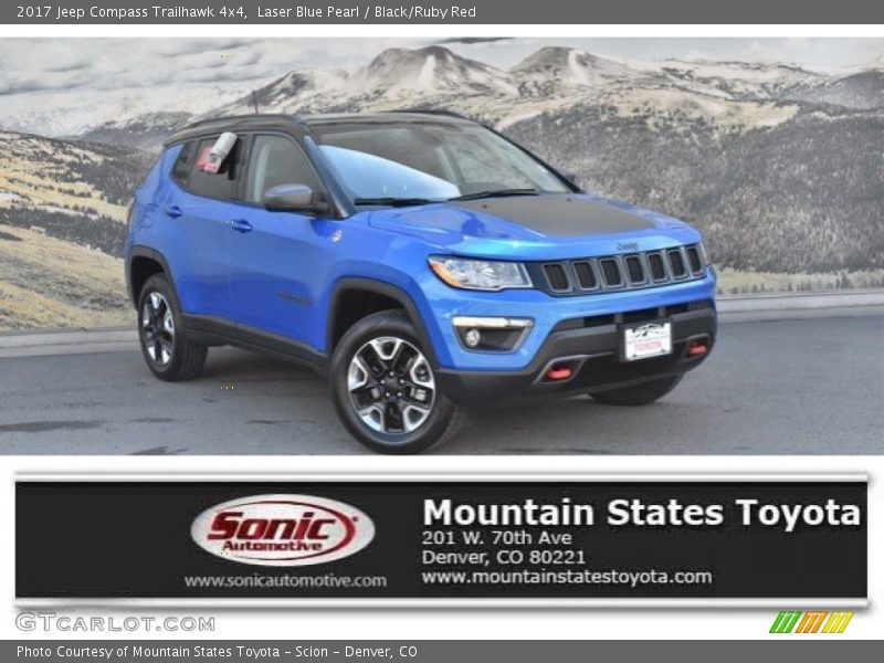 Laser Blue Pearl / Black/Ruby Red 2017 Jeep Compass Trailhawk 4x4