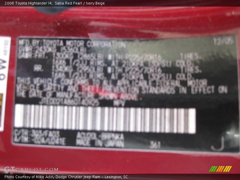 Salsa Red Pearl / Ivory Beige 2006 Toyota Highlander I4