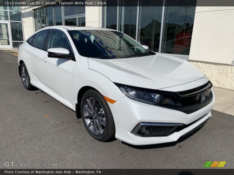 Platinum White Pearl / Black 2019 Honda Civic EX-L Sedan