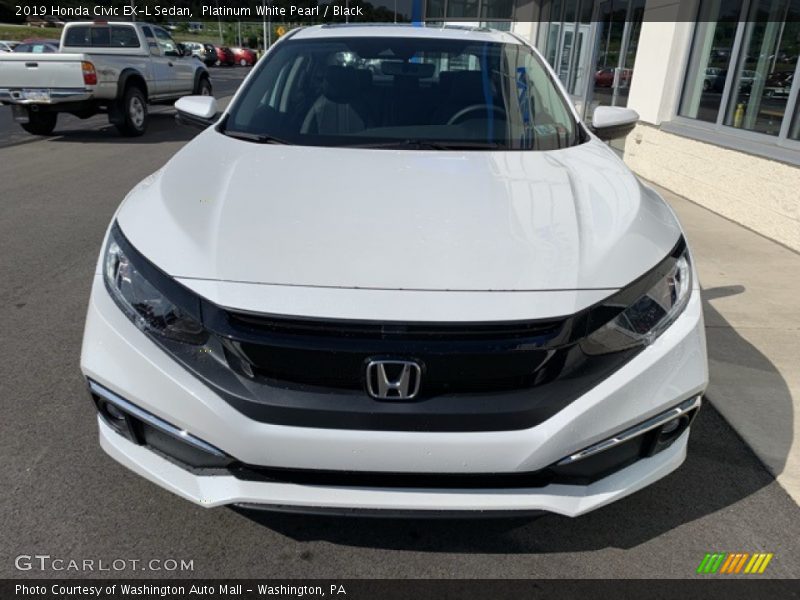 Platinum White Pearl / Black 2019 Honda Civic EX-L Sedan