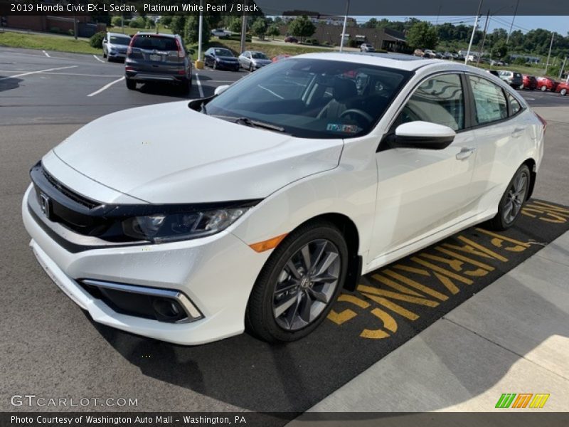 Platinum White Pearl / Black 2019 Honda Civic EX-L Sedan