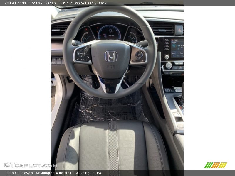 Platinum White Pearl / Black 2019 Honda Civic EX-L Sedan