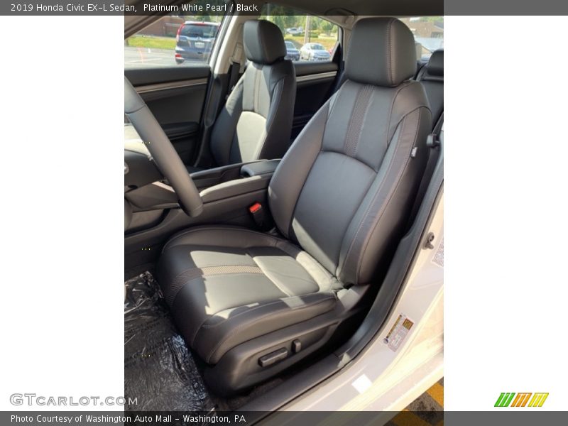 Platinum White Pearl / Black 2019 Honda Civic EX-L Sedan