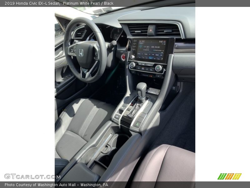 Platinum White Pearl / Black 2019 Honda Civic EX-L Sedan