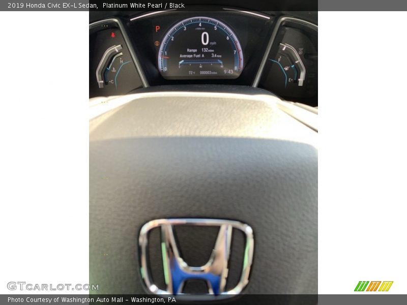 Platinum White Pearl / Black 2019 Honda Civic EX-L Sedan