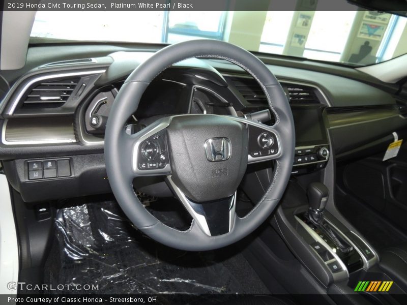 Platinum White Pearl / Black 2019 Honda Civic Touring Sedan