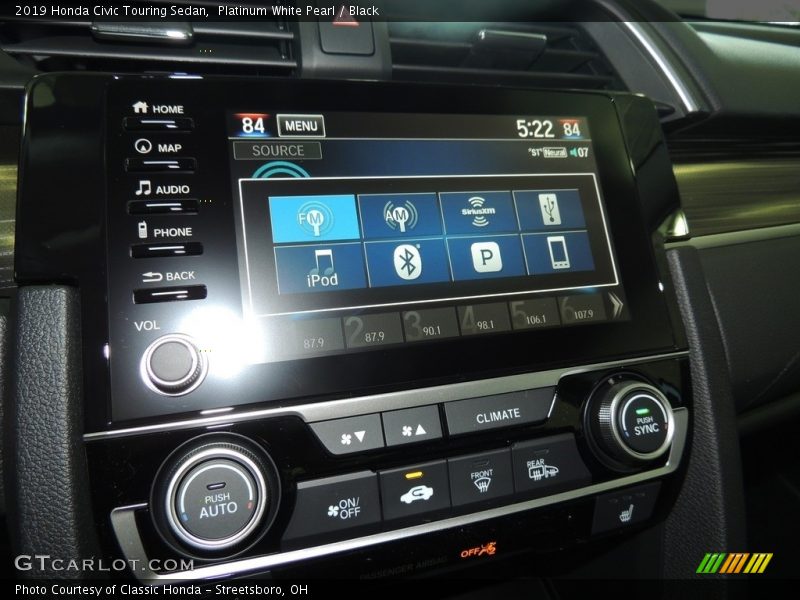 Platinum White Pearl / Black 2019 Honda Civic Touring Sedan