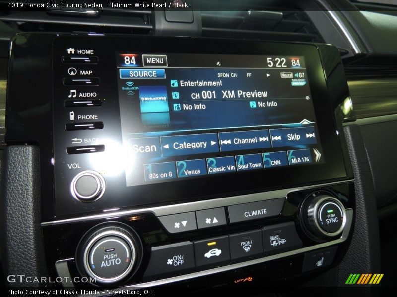 Platinum White Pearl / Black 2019 Honda Civic Touring Sedan