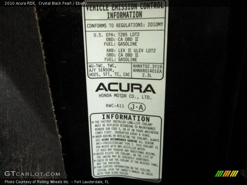 Crystal Black Pearl / Ebony 2010 Acura RDX