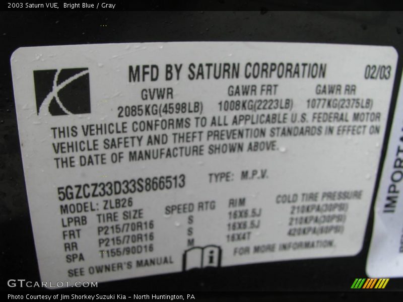 Bright Blue / Gray 2003 Saturn VUE