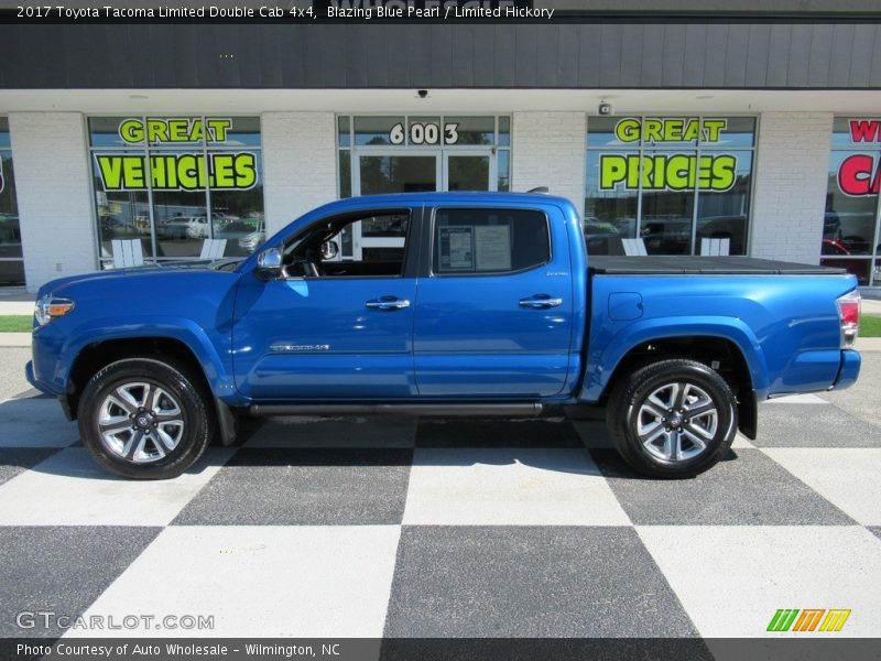 Blazing Blue Pearl / Limited Hickory 2017 Toyota Tacoma Limited Double Cab 4x4