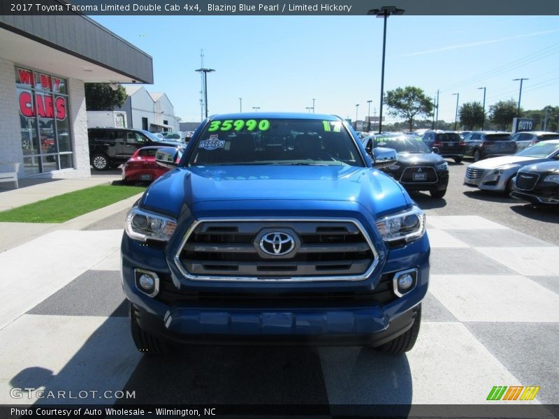 Blazing Blue Pearl / Limited Hickory 2017 Toyota Tacoma Limited Double Cab 4x4