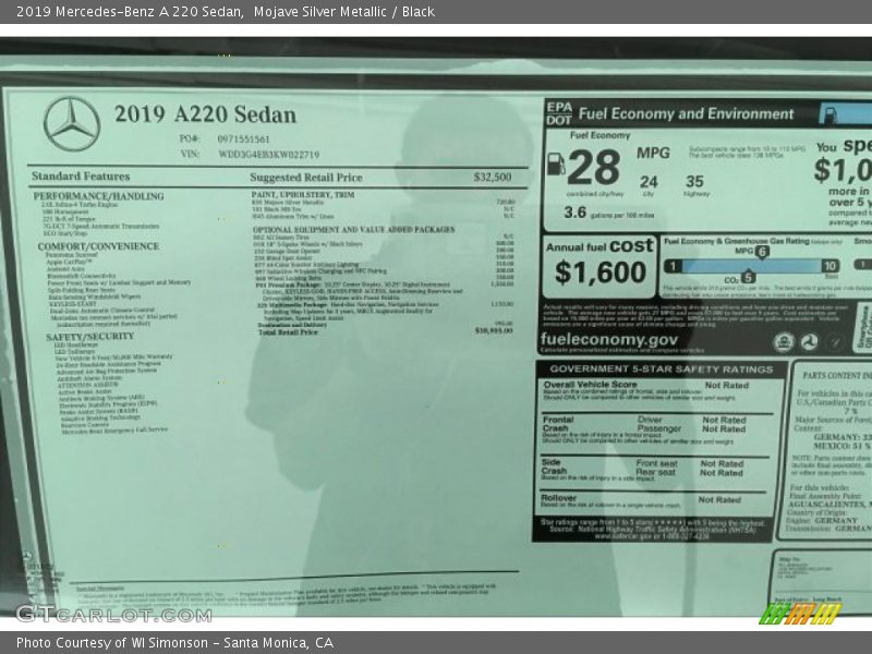 Mojave Silver Metallic / Black 2019 Mercedes-Benz A 220 Sedan