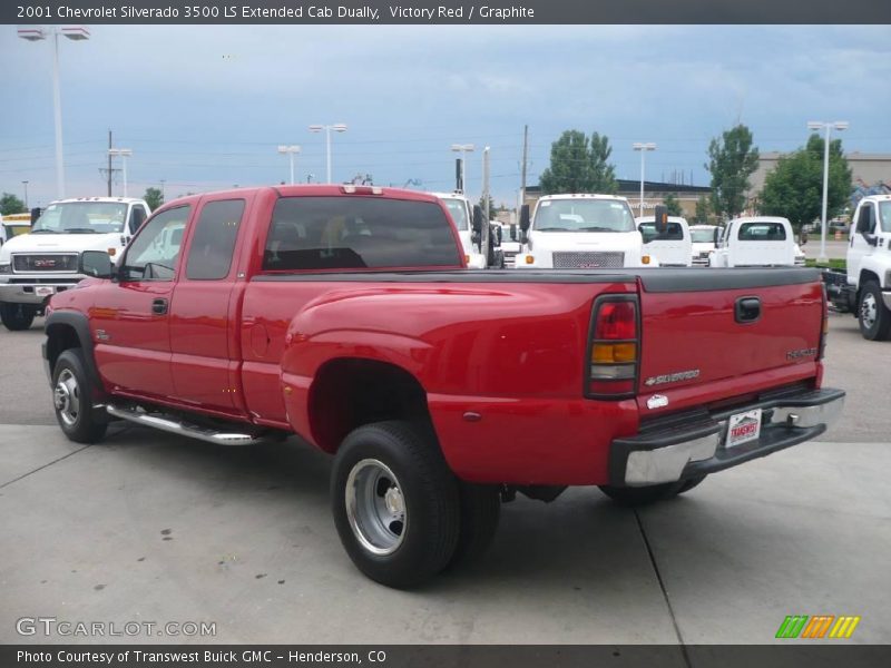 Victory Red / Graphite 2001 Chevrolet Silverado 3500 LS Extended Cab Dually