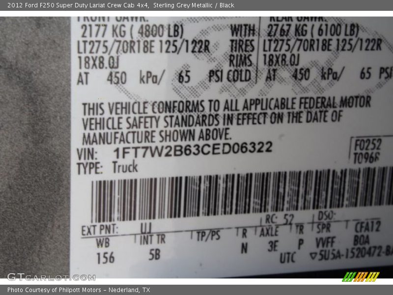 Sterling Grey Metallic / Black 2012 Ford F250 Super Duty Lariat Crew Cab 4x4